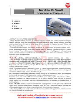 Knowledge on Aircraft Manufacturing Companies