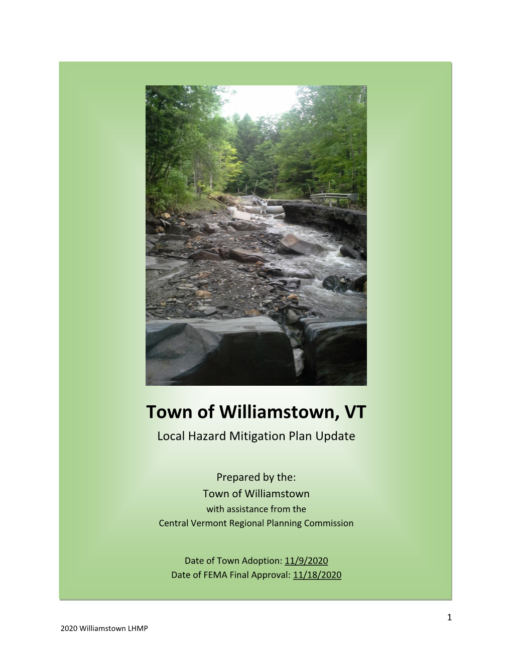 Town of Williamstown, VT Local Hazard Mitigation Plan Update