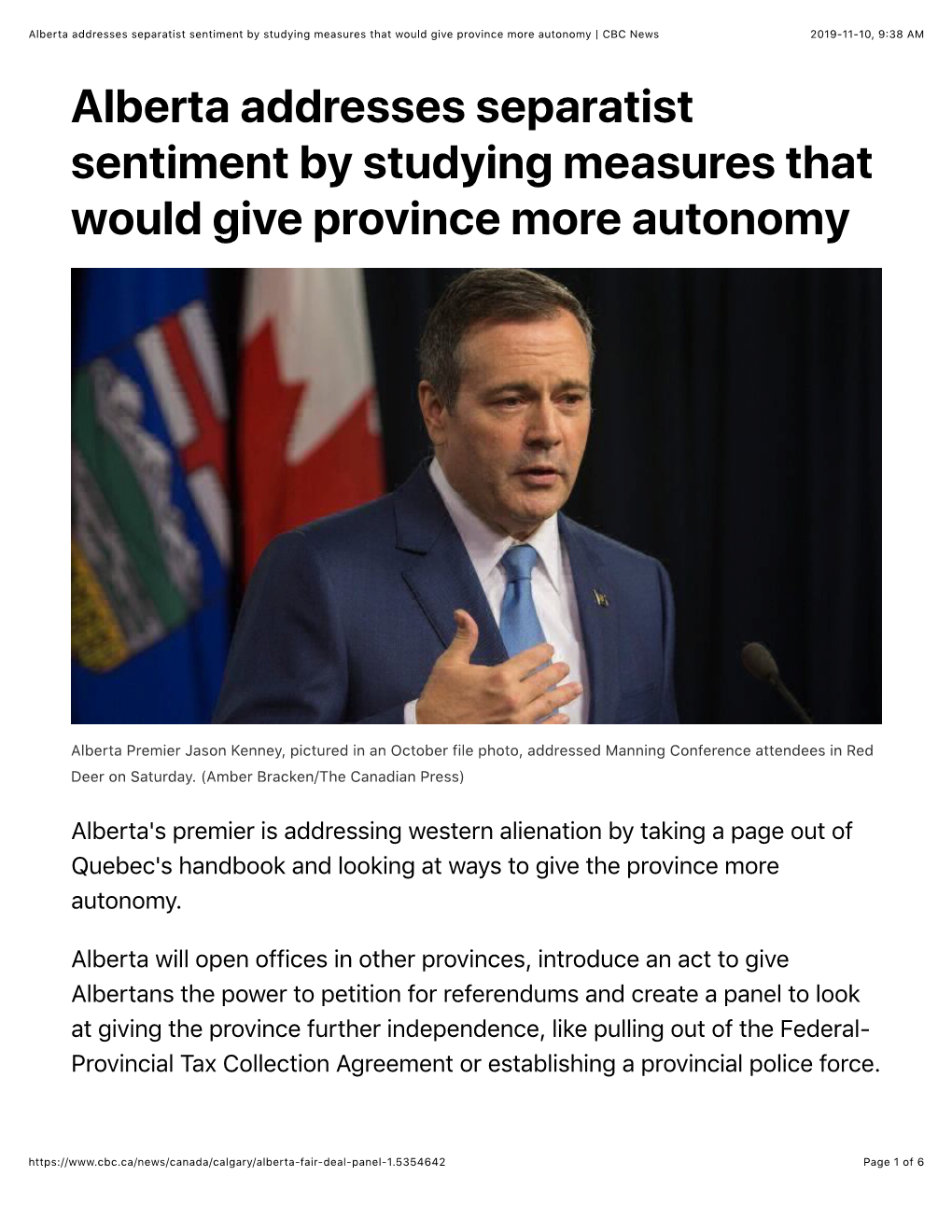 Alberta Addresses Separatist Sentiment by Studying