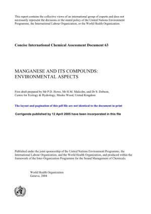 Manganese and Its Compounds: Environmental Aspects