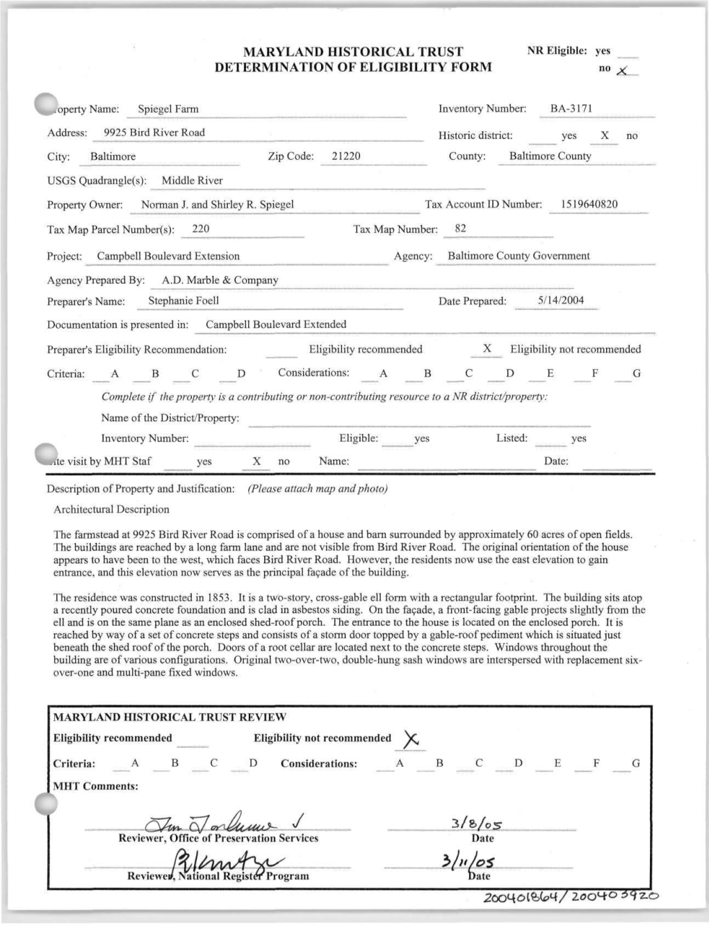 7%/^Wfw -Jdxhs — Reviewed, National Register Program Date NR-ELIGIBILITY REVIEW FORM