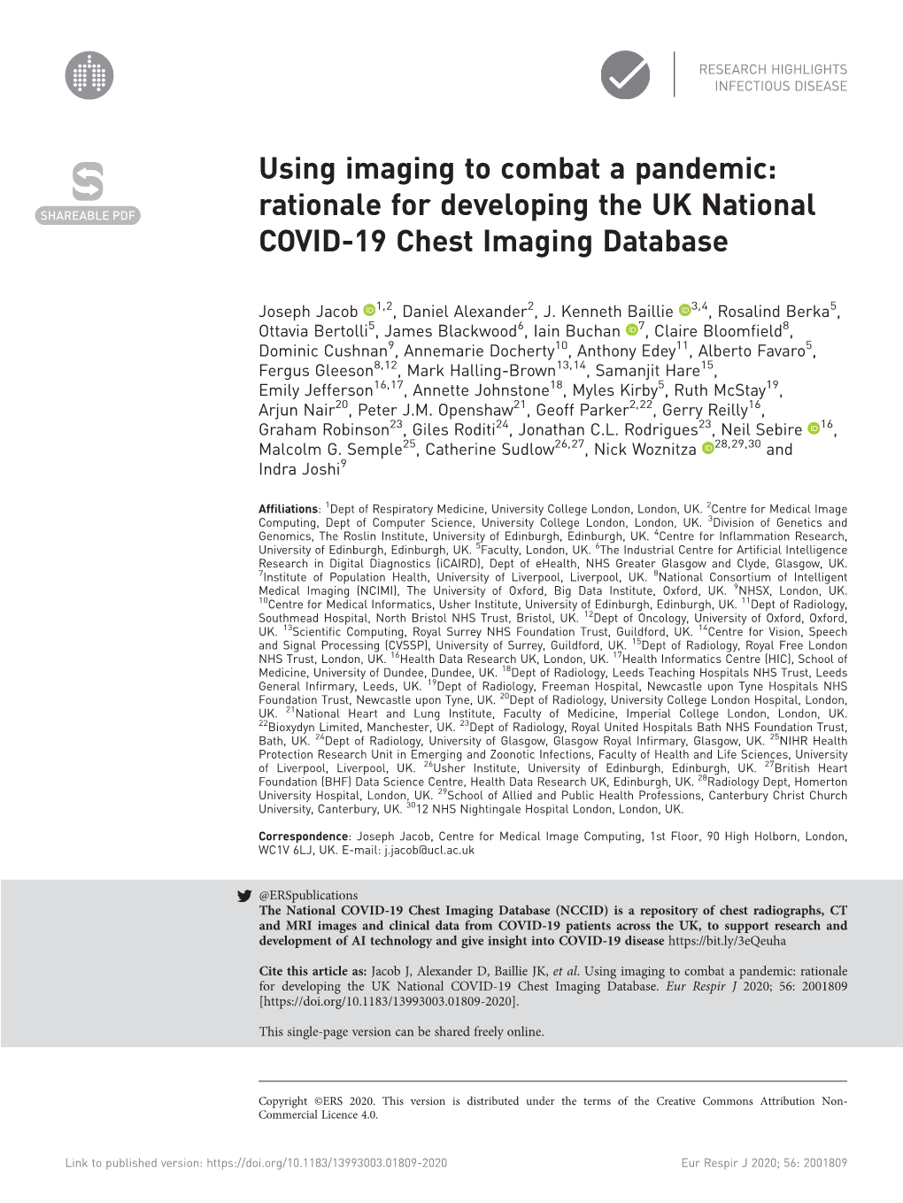 Rationale for Developing the UK National COVID-19 Chest Imaging Database