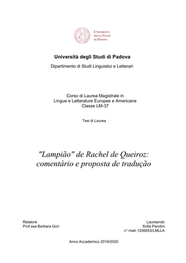 "Lampião" De Rachel De Queiroz: Comentário E Proposta De Tradução