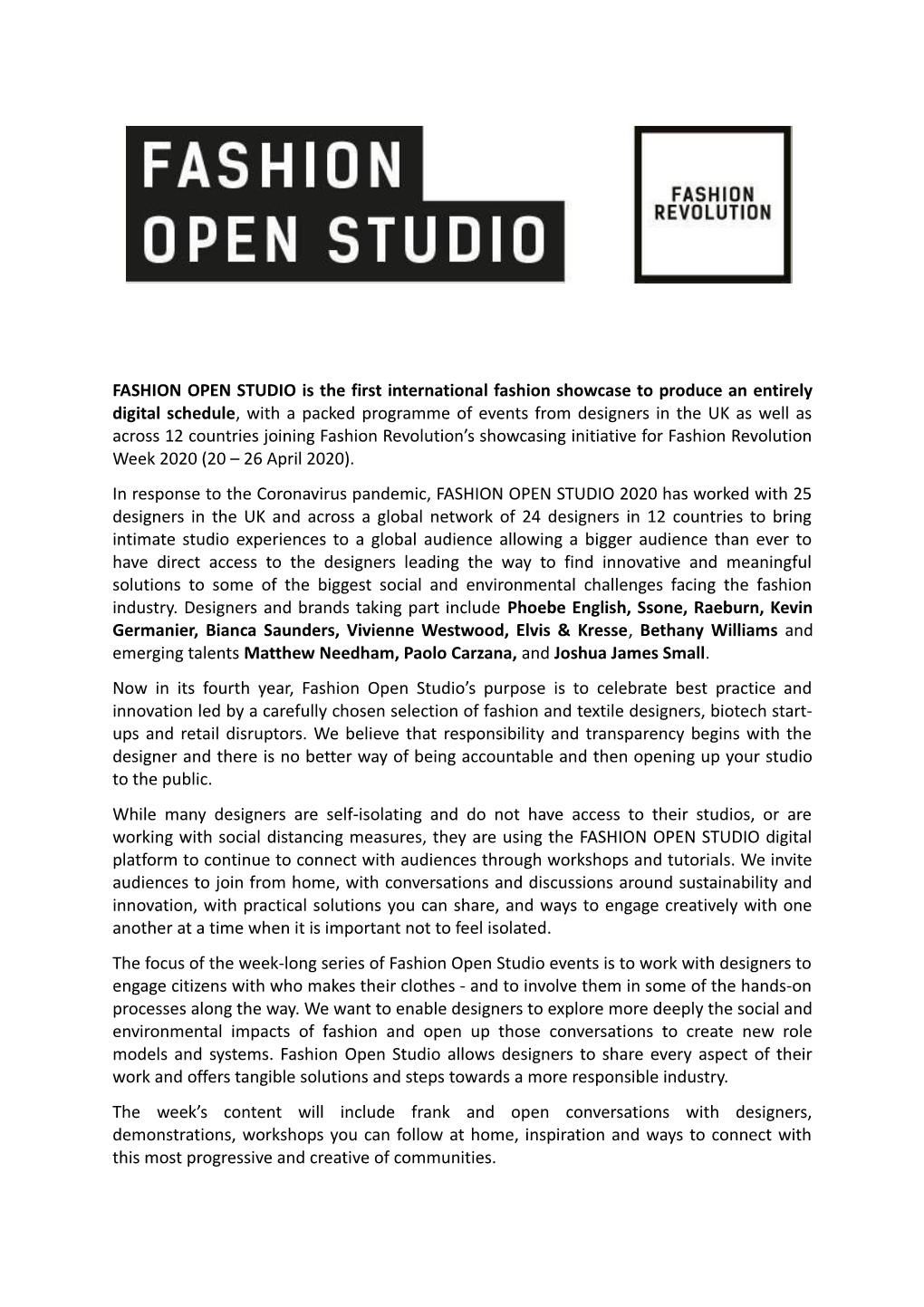 FASHION OPEN STUDIO Is the First International