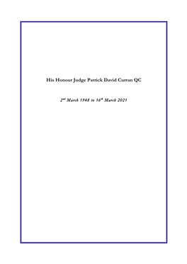 His Honour Judge Patrick David Curran QC