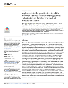 A Glimpse Into the Genetic Diversity of the Peruvian Seafood Sector: Unveiling Species Substitution, Mislabeling and Trade of Threatened Species