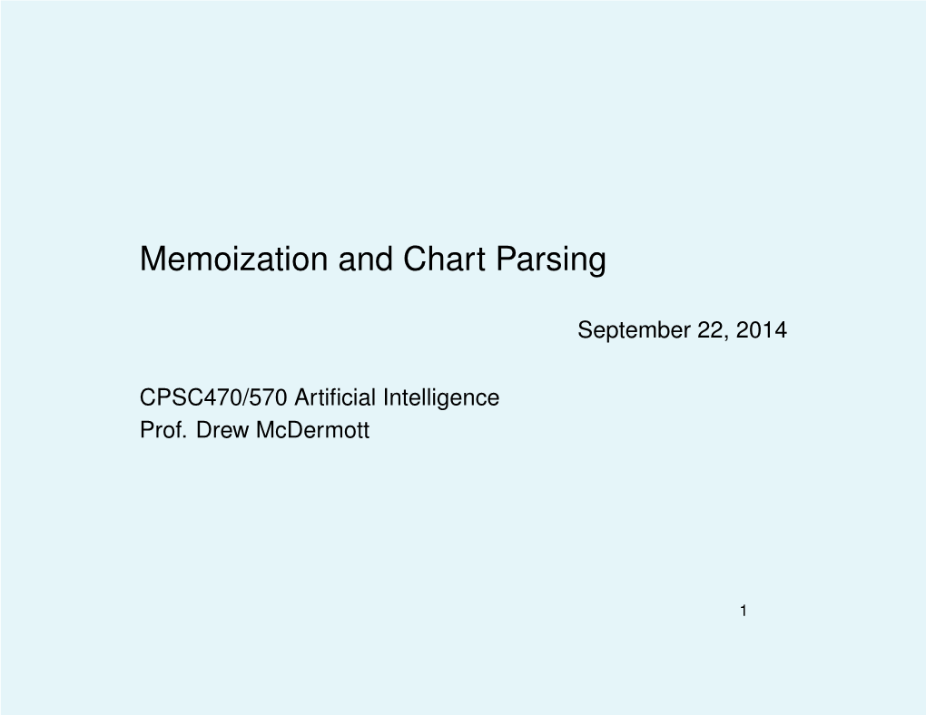 Memoization and Chart Parsing