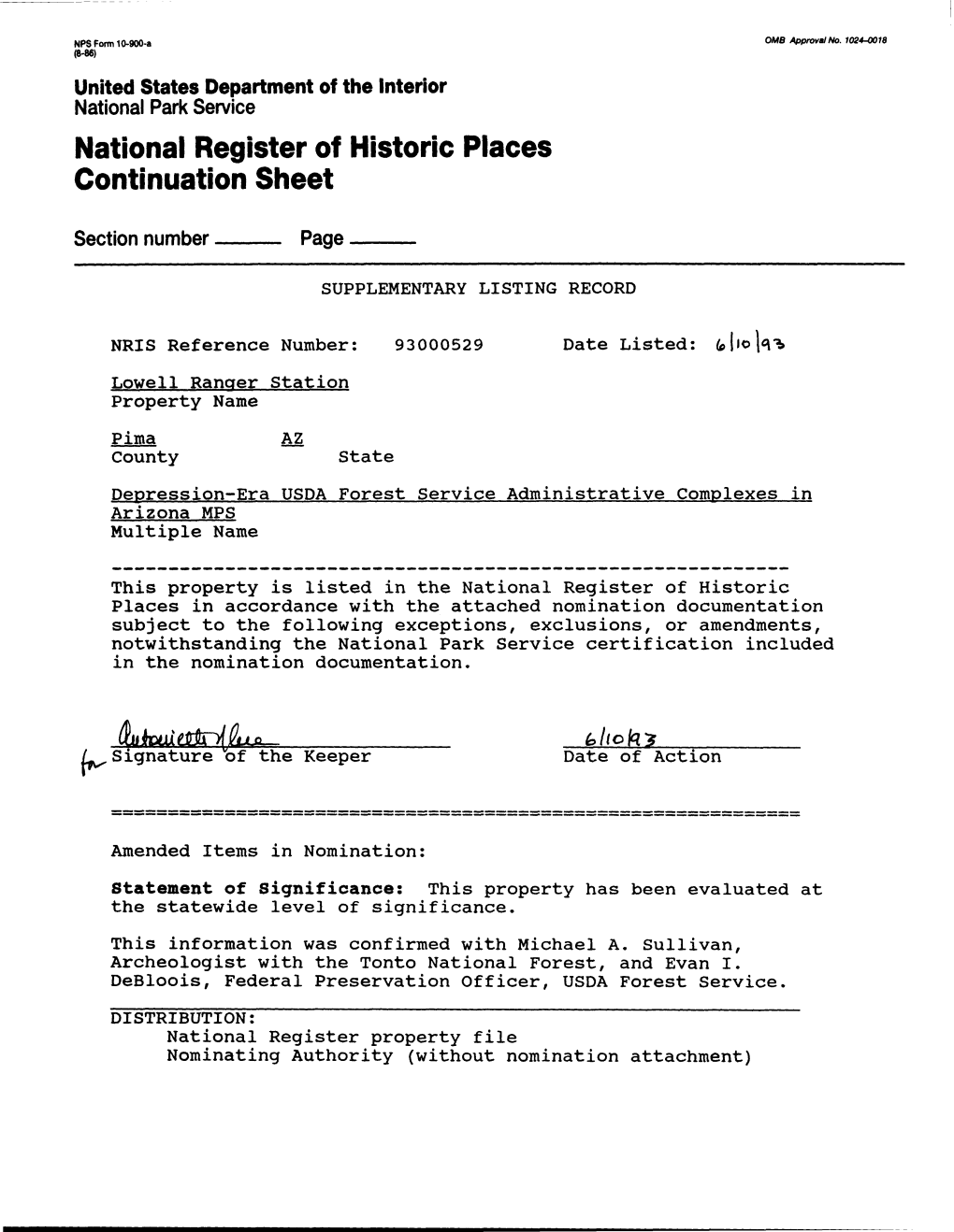 National Register of Historic Places Continuation Sheet