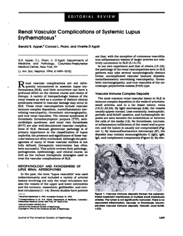 Renal Vascular Complications of Systemic Lupus Erythematosus1
