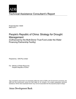 TACR: People's Republic of China: Strategy for Drought Management