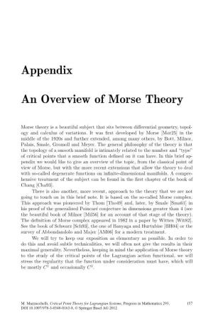 Appendix an Overview of Morse Theory