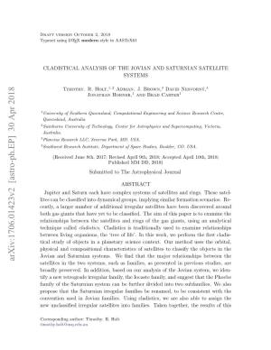 Cladistical Analysis of the Jovian and Saturnian Satellite Systems