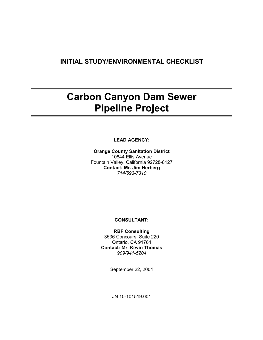 Carbon Canyon Dam Sewer Pipeline Project