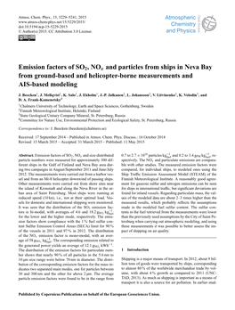 Emission Factors of SO2, Nox and Particles from Ships in Neva Bay from Ground-Based and Helicopter-Borne Measurements and AIS-Based Modeling