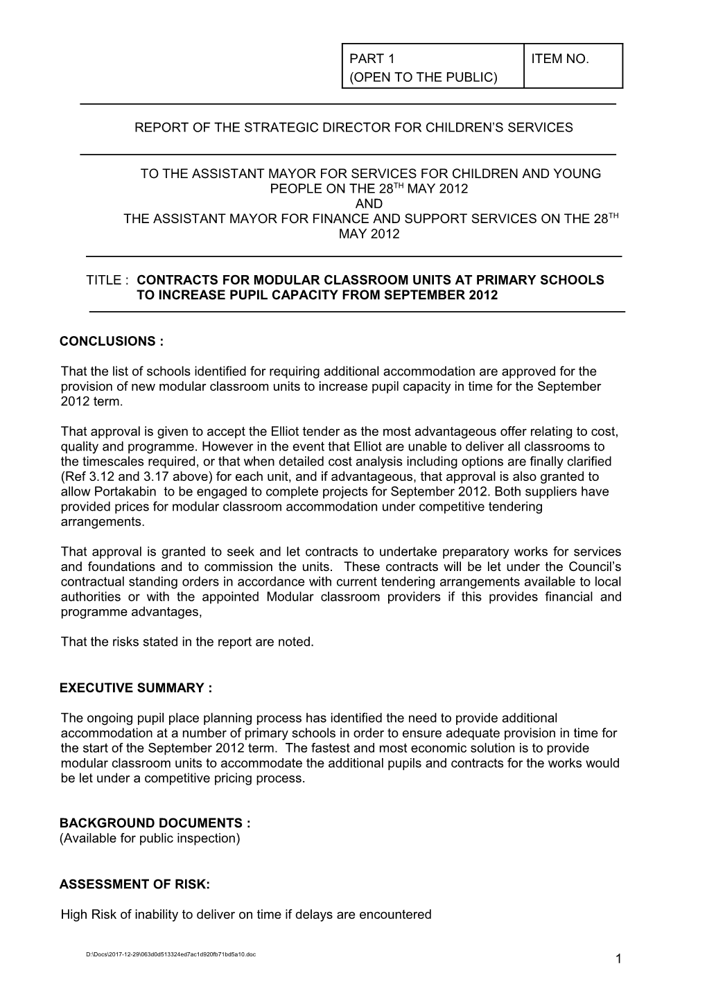 Standard Format for Committee Reports s1