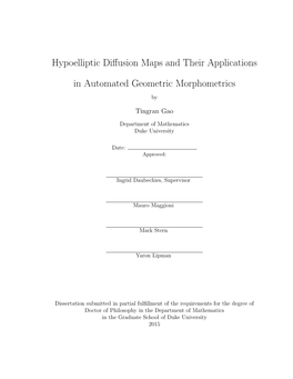 Hypoelliptic Diffusion Maps and Their Applications in Automated