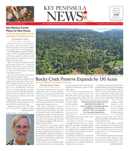 Rocky Creek Preserve Expands by 150 Acres “We’Re Anticipating That the Staff That Is the Land Trust Adds to Its Portfolio of Protection