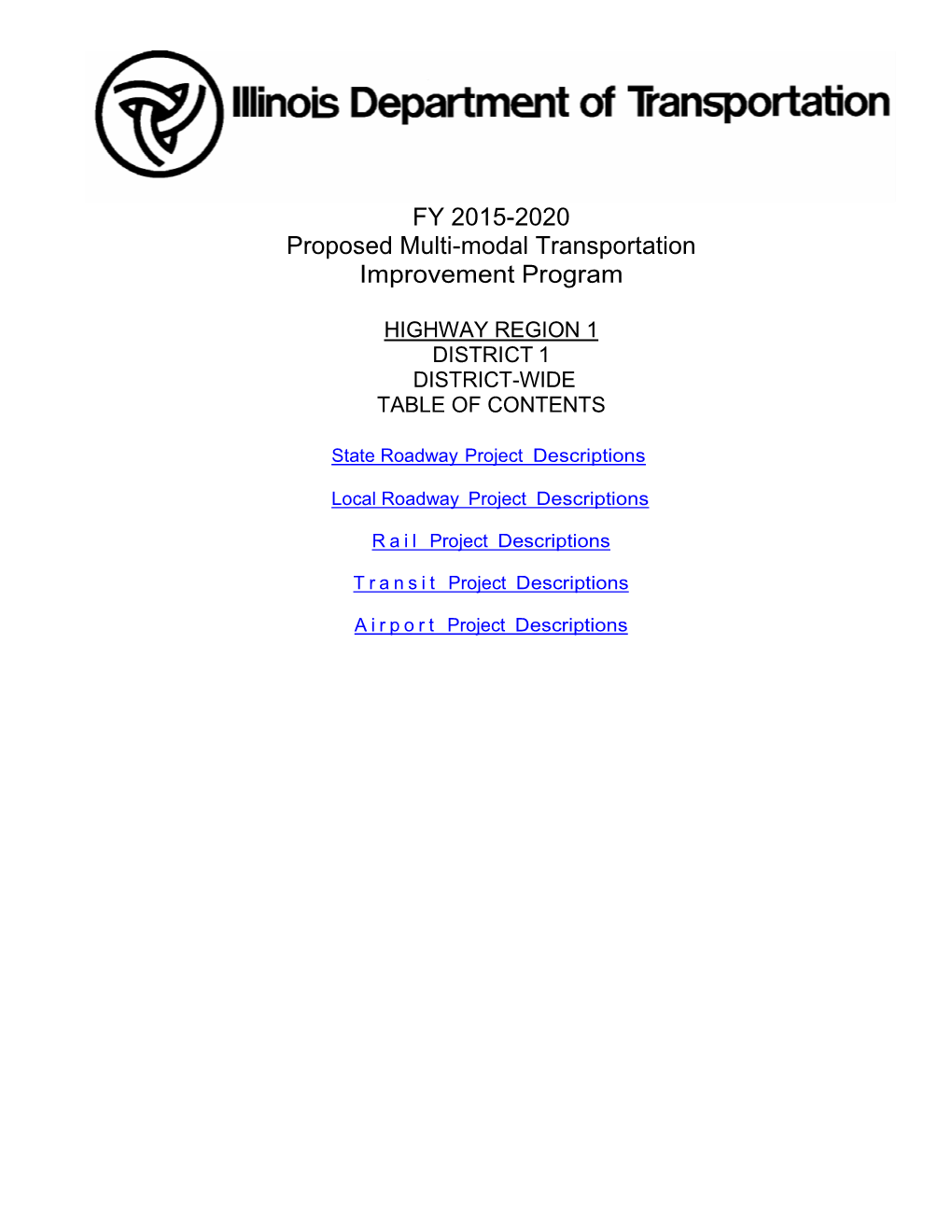 FY 2015-2020 Proposed Multi-Modal Transportation Improvement Program ...