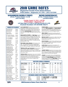 2018 Game Notes