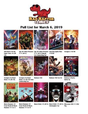 Pull List for March 6, 2019