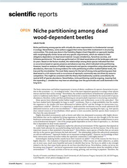 Niche Partitioning Among Dead Wood-Dependent Beetles
