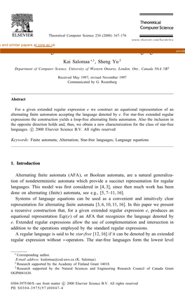 Alternating Finite Automata and Star-Free Languages