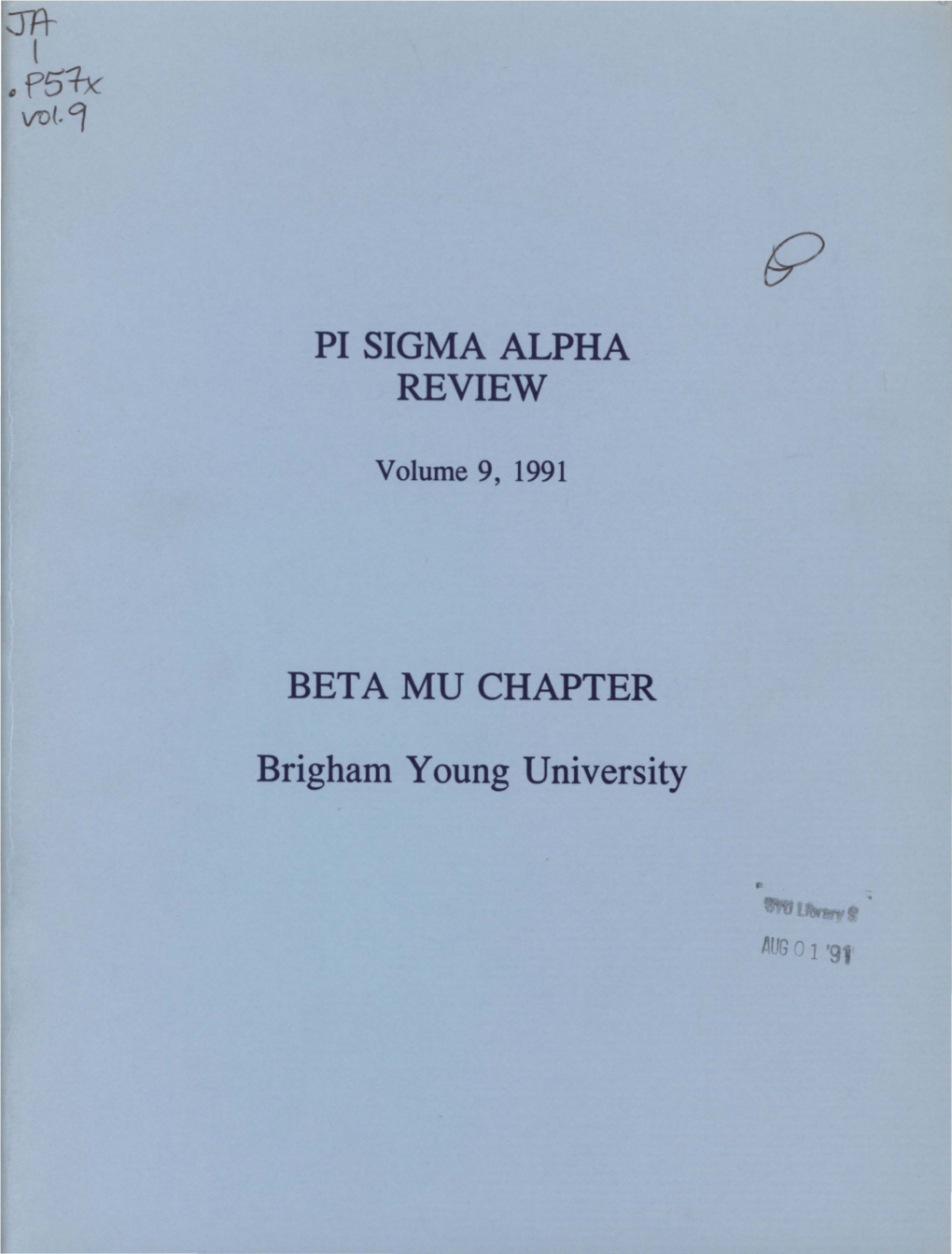 Pi Sigma Alpha Review, Vol. 9