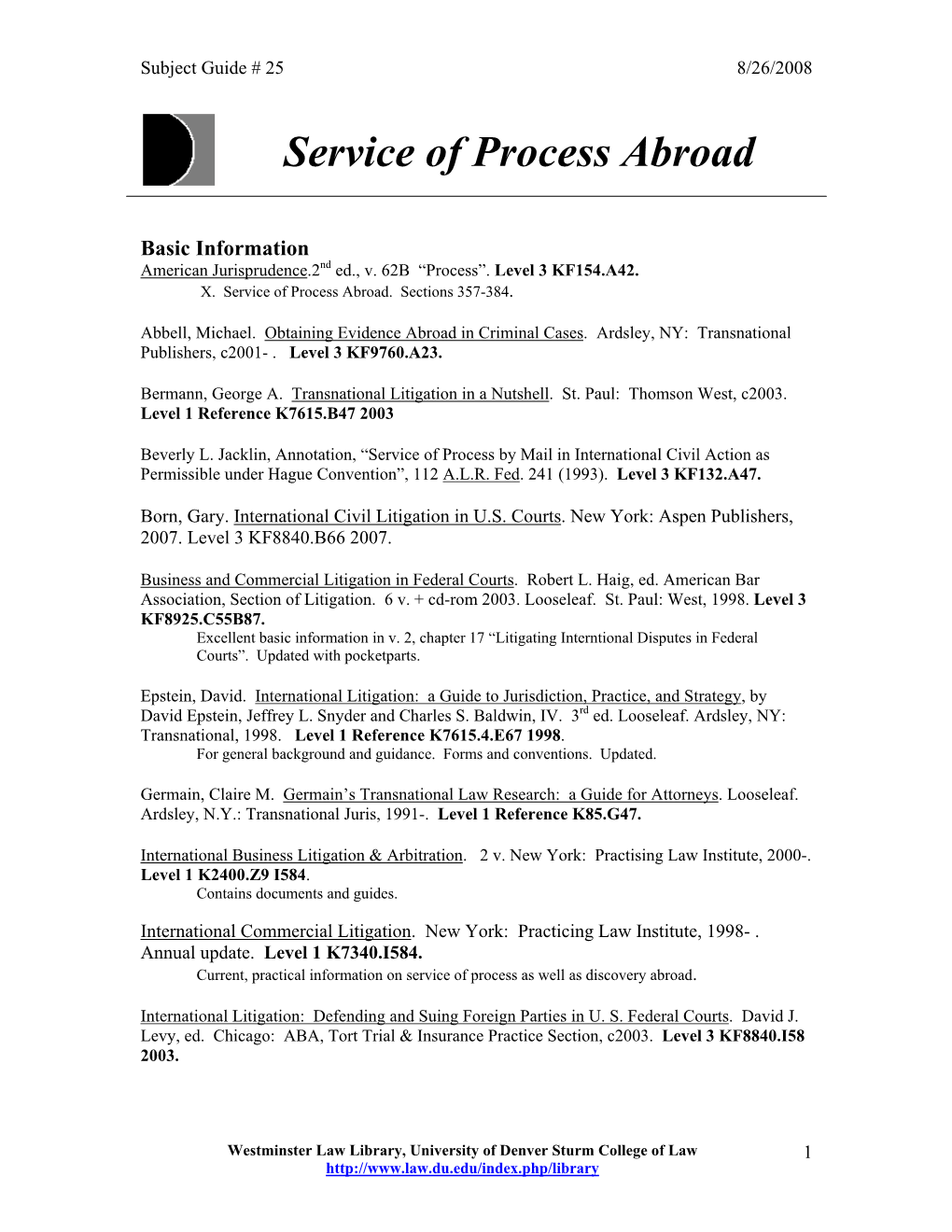 Service of Process Abroad