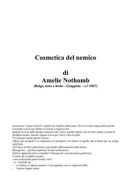 Cosmetica Del Nemico Di Amelie Nothomb