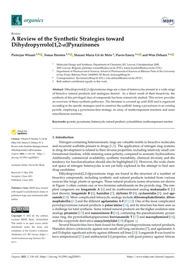 A Review of the Synthetic Strategies Toward Dihydropyrrolo[1,2-A]Pyrazinones