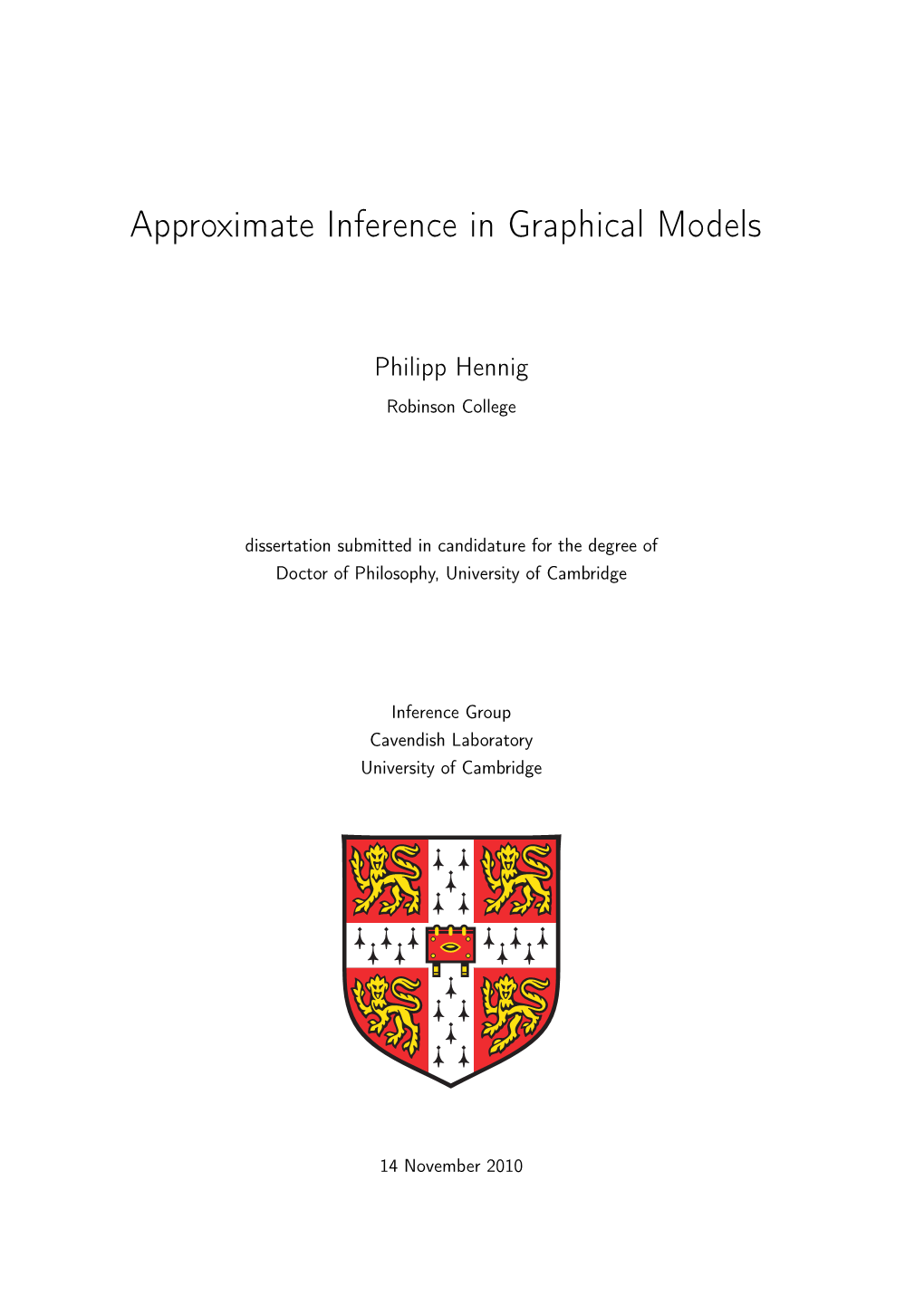 Approximate Inference in Graphical Models