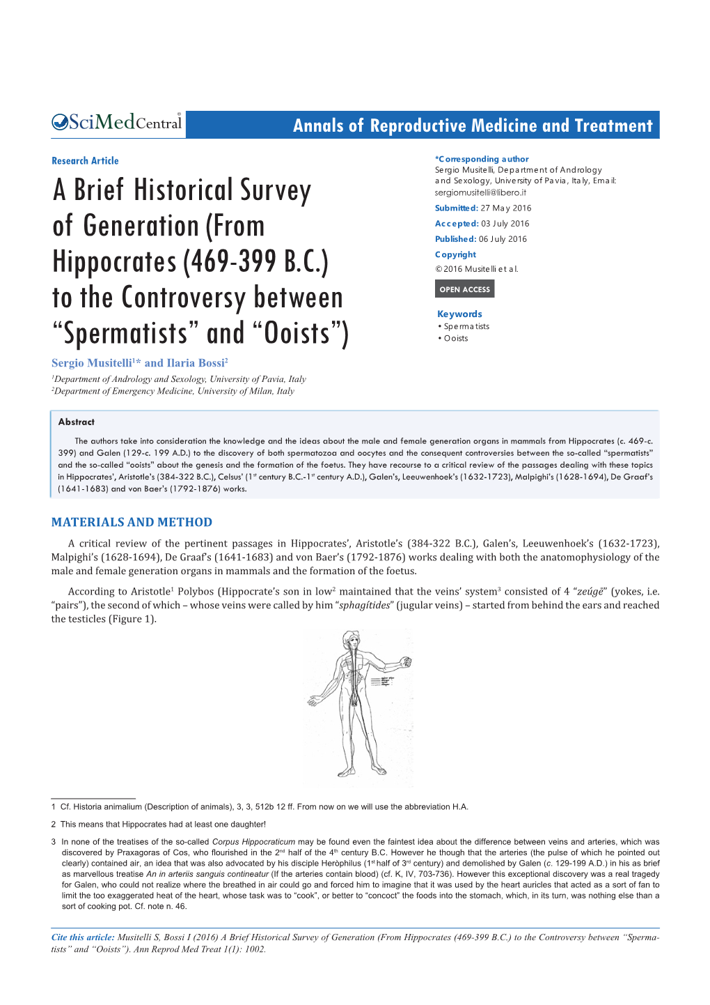 (From Hippocrates (469-399 BC) to the Controversy Between