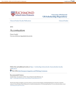 Accentuation Dieter Gunkel University of Richmond, Dgunkel@Richmond.Edu