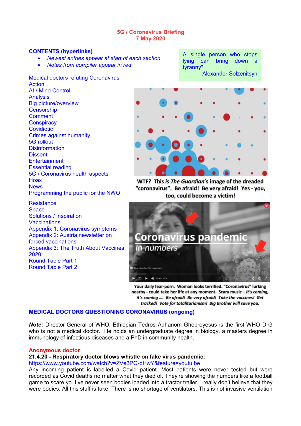 5G / Coronavirus Briefing 7 May 2020 CONTENTS