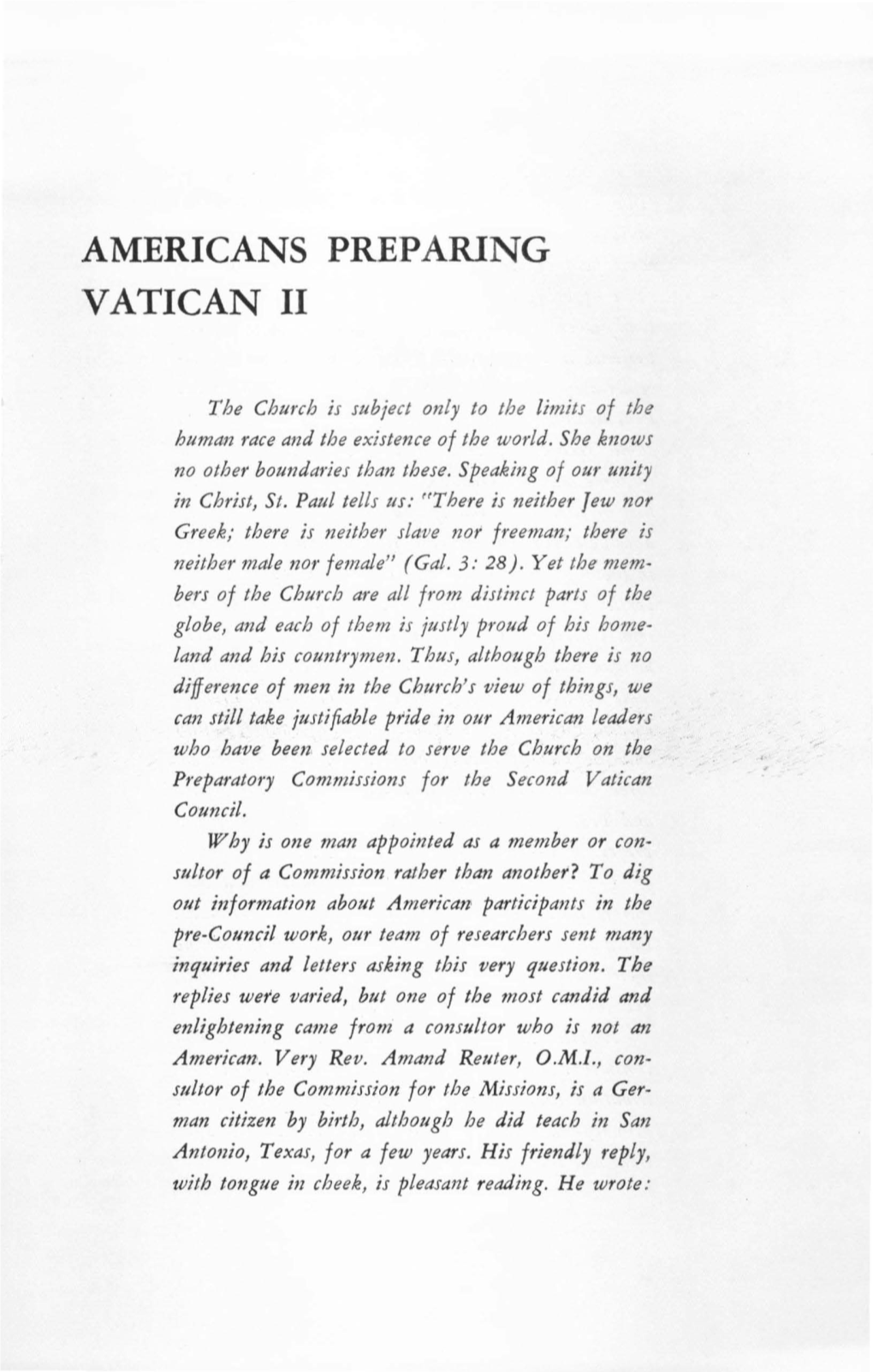 Americans Preparing Vatican Ii