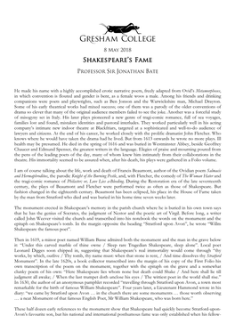 Shakespeare's Fame