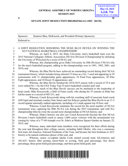 S.J.R. 714 Session 2015 Principal Clerk S D Senate Joint Resolution Drsjr45366-Lg-105C (04/20)