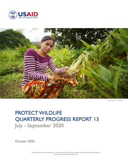 PROTECT WILDLIFE QUARTERLY PROGRESS REPORT 13 July - September 2020
