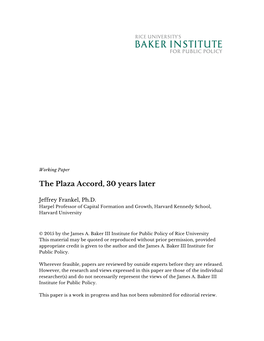 The Plaza Accord, 30 Years Later