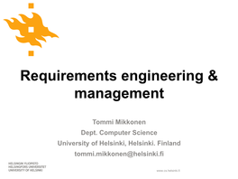 Requirements Engineering & Management