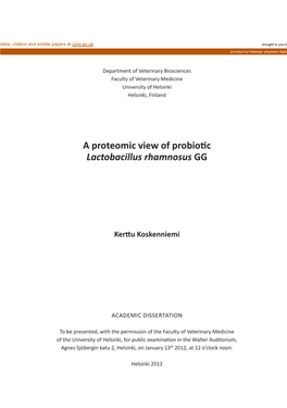 A Proteomic View of Probiotic Lactobacillus Rhamnosus GG