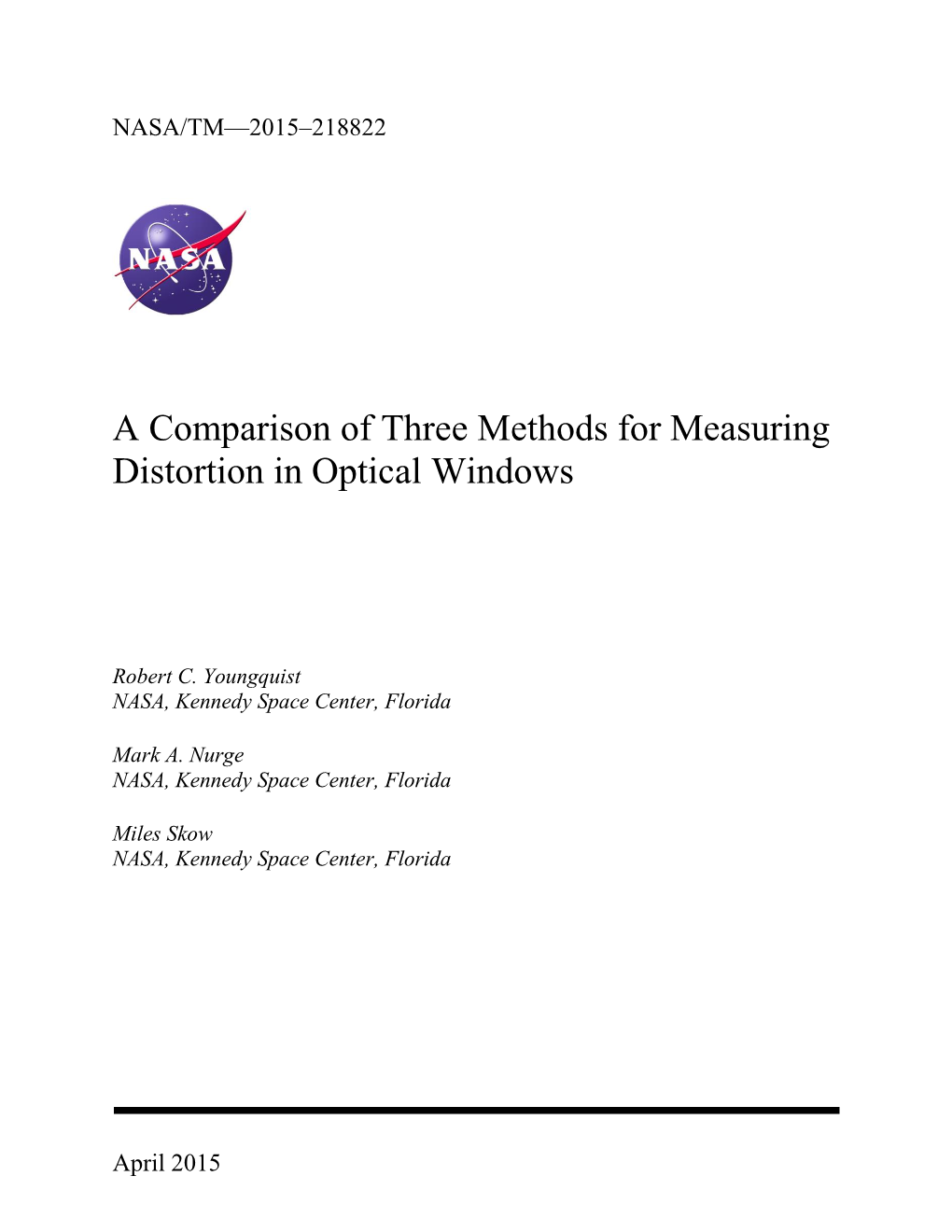 A Comparison of Three Methods for Measuring Distortion in Optical Windows