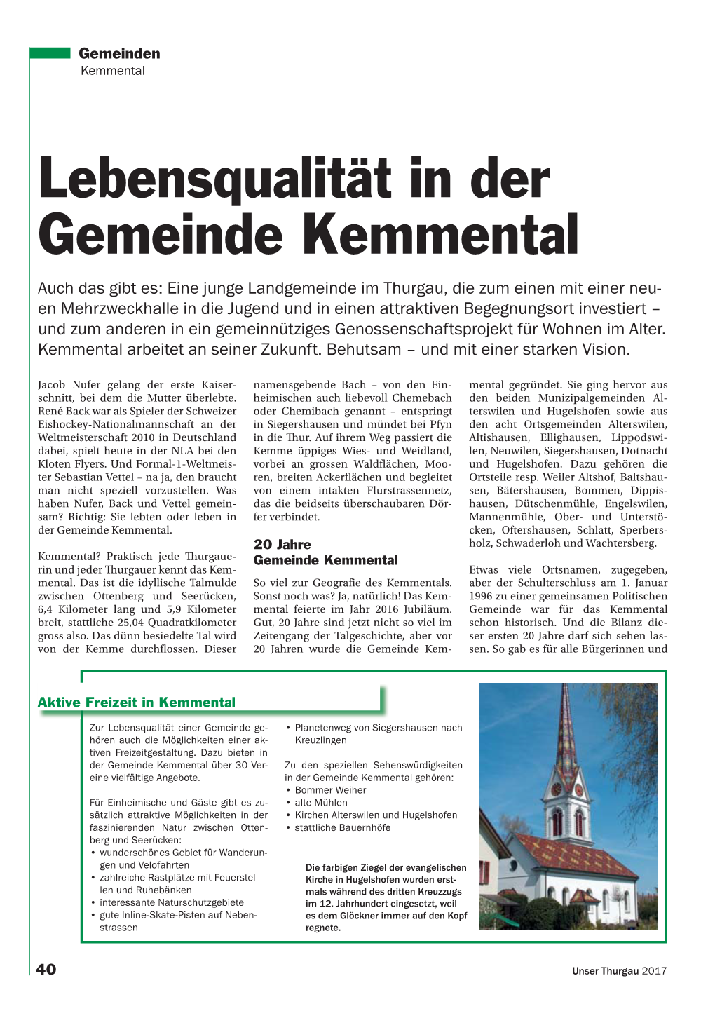 Lebensqualität in Der Gemeinde Kemmental