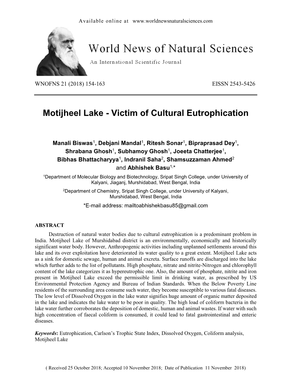 Motijheel Lake - Victim of Cultural Eutrophication