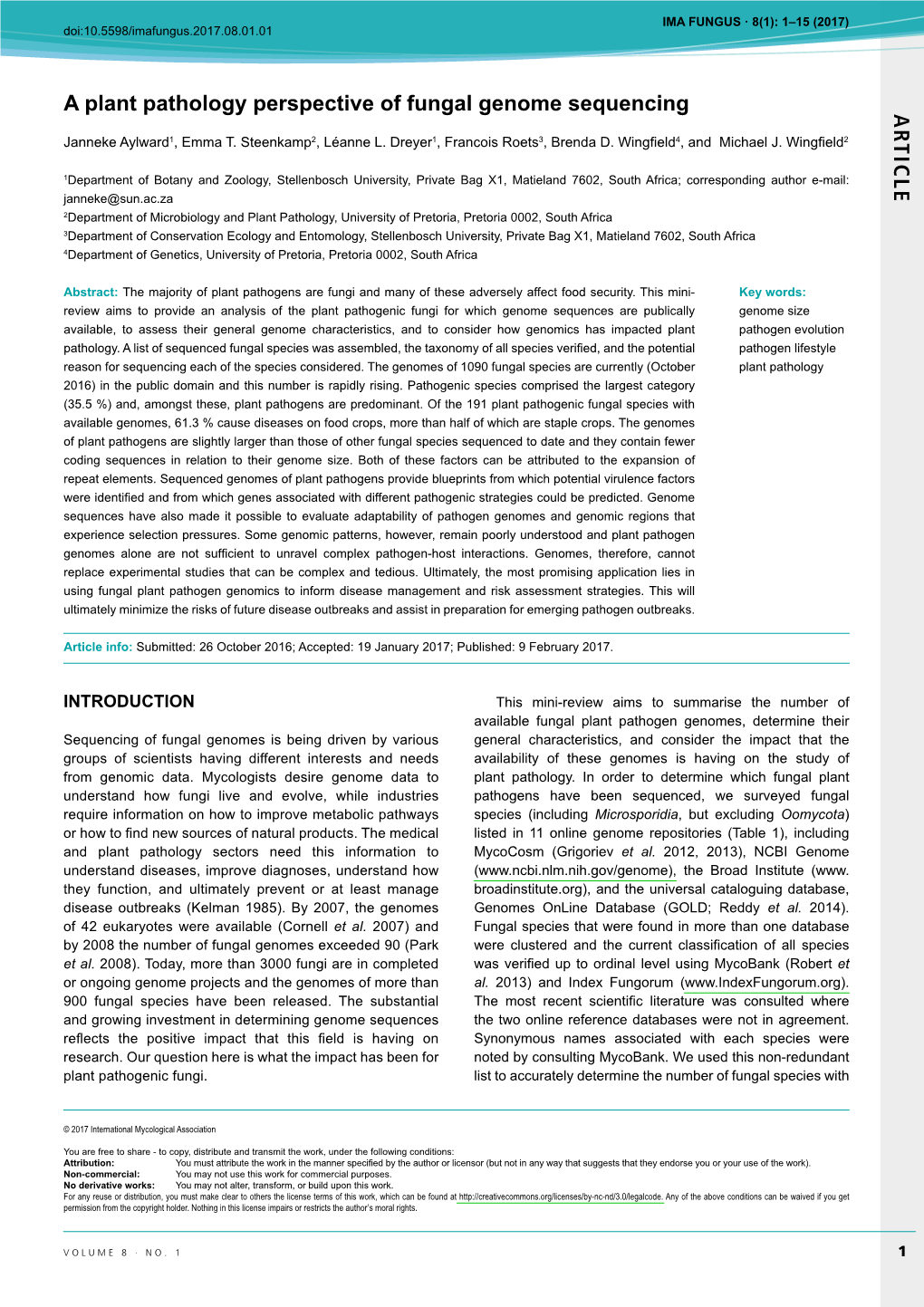 A Plant Pathology Perspective of Fungal Genome Sequencing