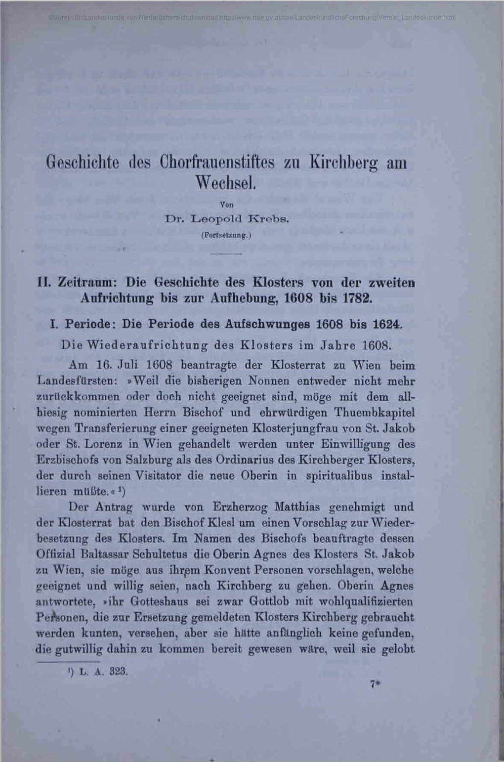 Geschichte Des Chorfrauenstiftes Zu Kirchberg Am Wechsel