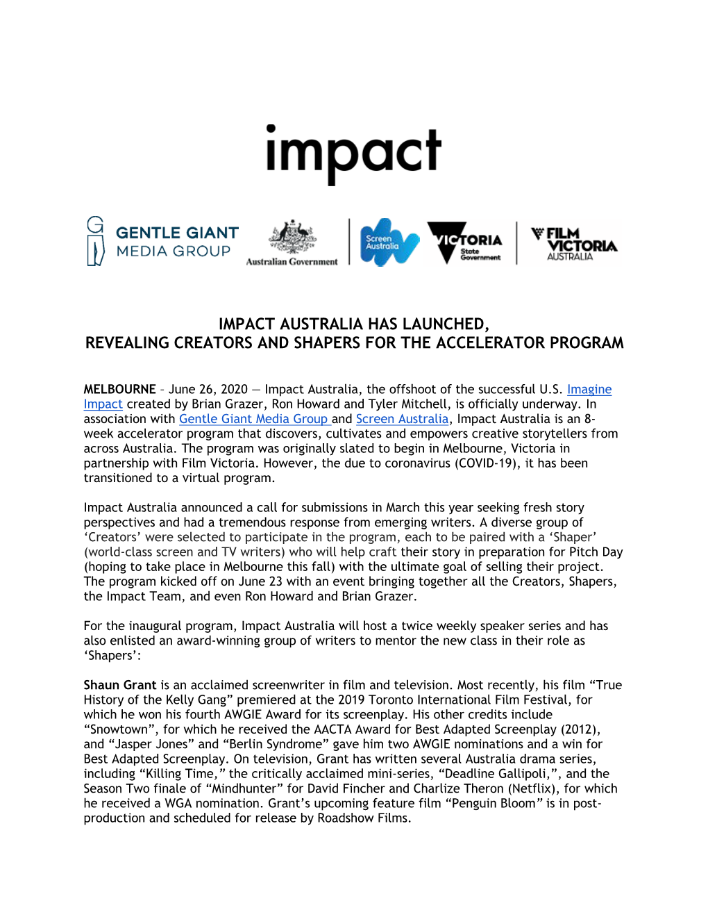 Impact Australia Has Launched, Revealing Creators and Shapers for the Accelerator Program