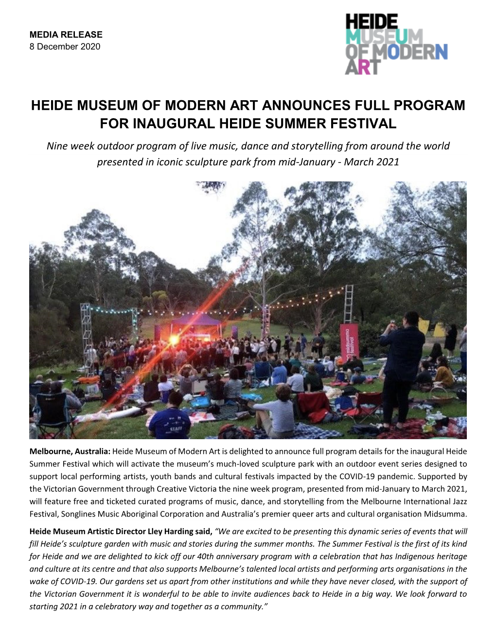 Heide Museum of Modern Art Announces Full Program