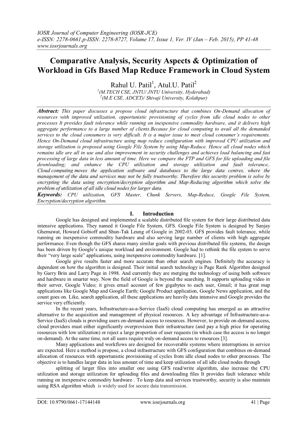 Comparative Analysis, Security Aspects & Optimization of Workload