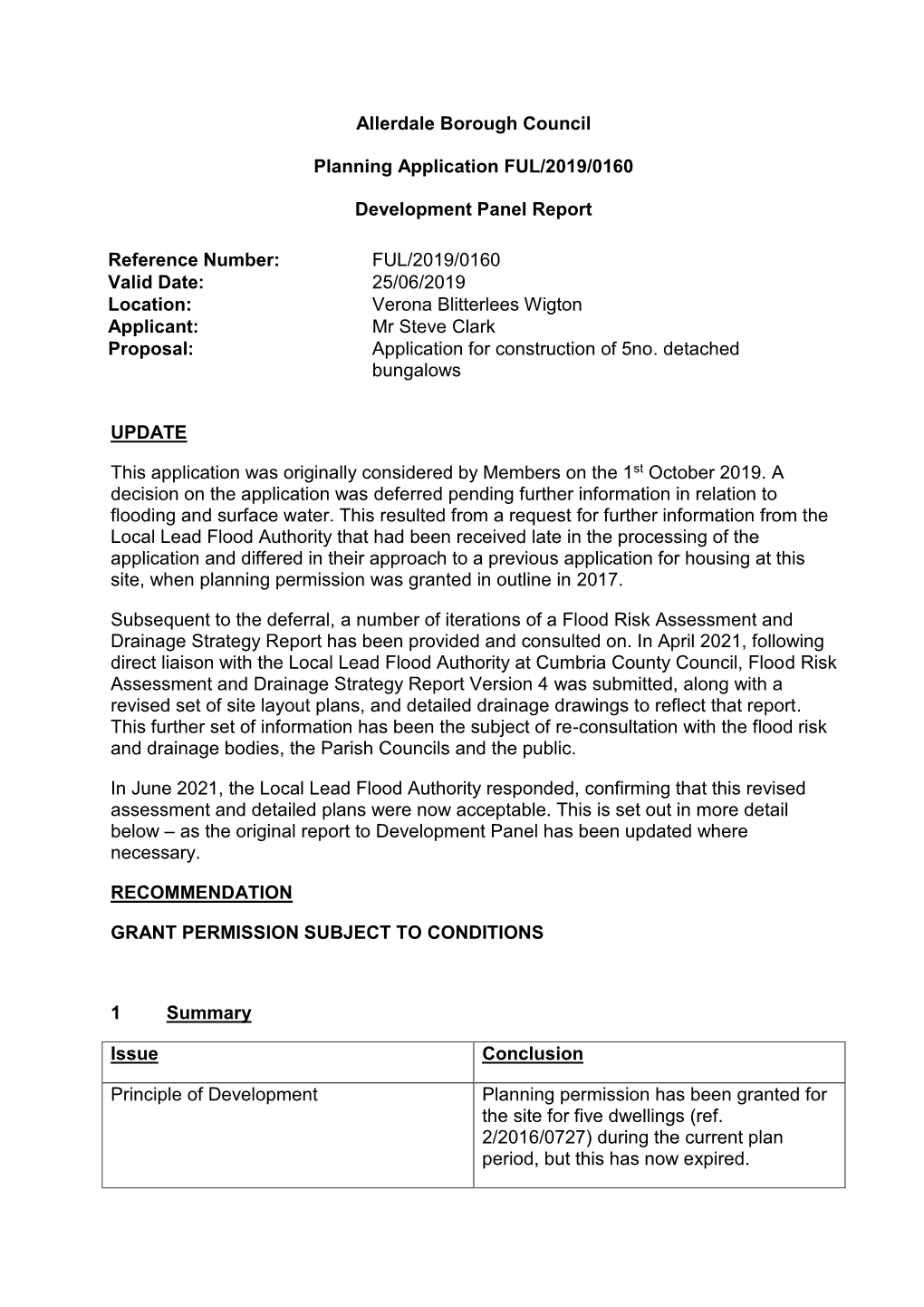 Allerdale Borough Council Planning Application FUL/2019/0160